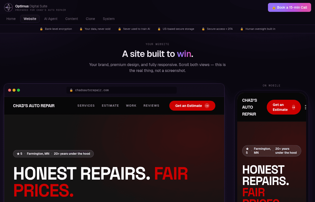 Chad's Auto Repair — live AI demo