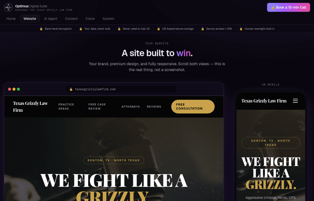 Texas Grizzly Law Firm — live AI demo
